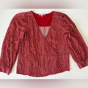 Madewell Red Floral Puff Sleeve Blouse Size XS